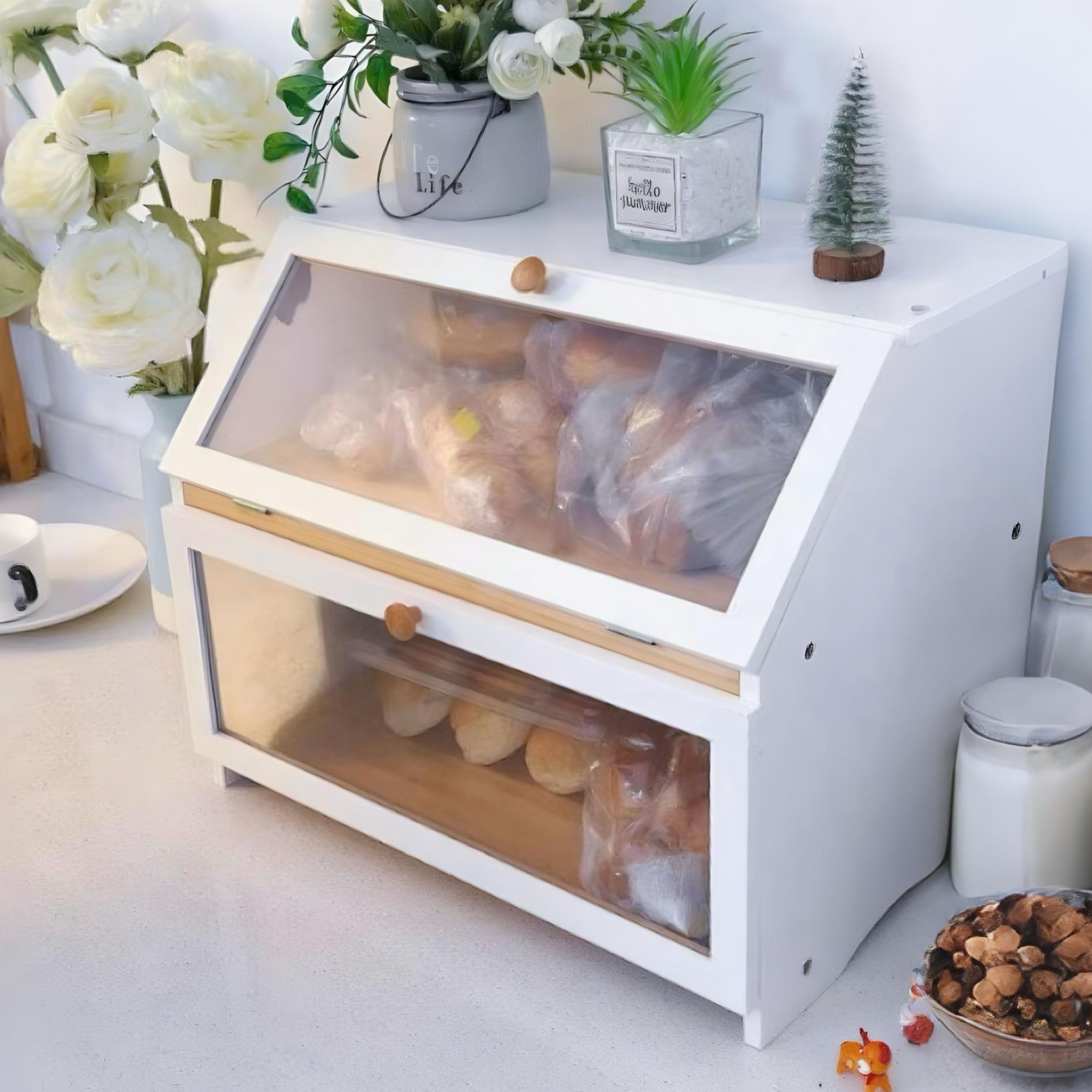 Food Storage Utensils - HOMEKOKO Double Layer Bread Box for