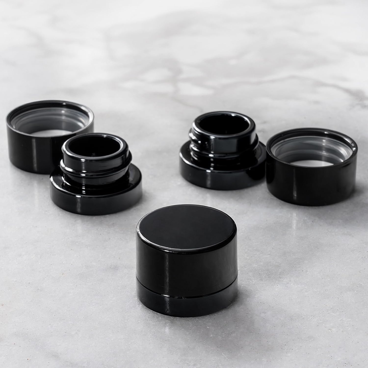 Food Storage Glass Container Set - 5ml Thick Black Glass Jars with