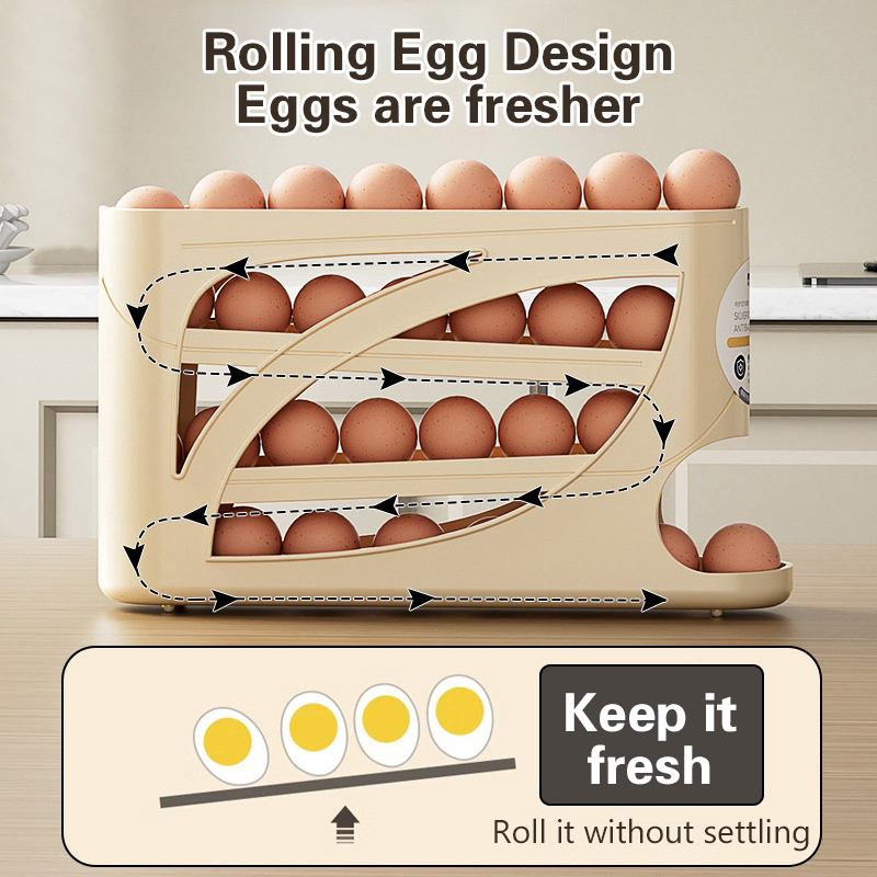 4 Layers Automatic Rolling Egg - Food Storage Rack For Kitchen review and price