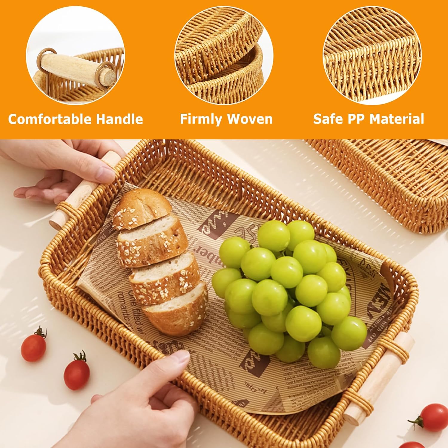 Wicker Tray Rectangular Rattan - Food Storage For Restaurant review and price