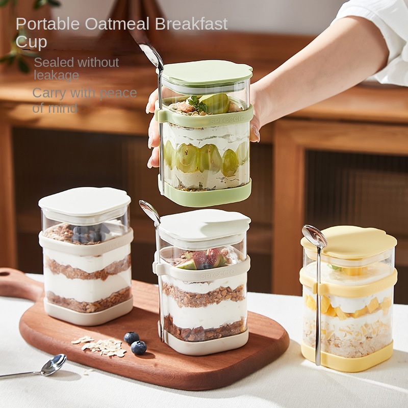 Glass Overnight Oats Cup with  - Food Storage Yogurt review and price