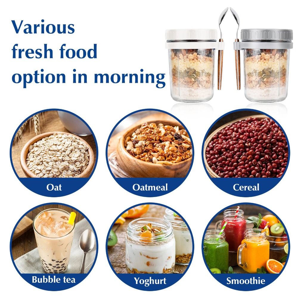 Yogurt Jar 350ml Overnight Oat - Food Storage Glass Container Set review and price