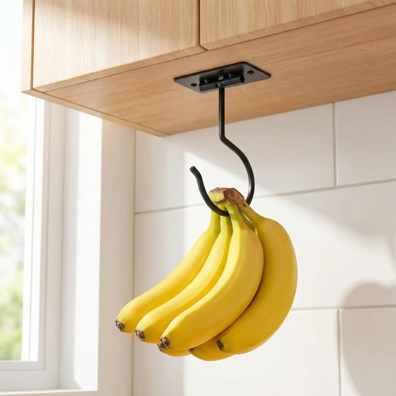Black Metal Self-Adhesive Bana - Food Storage Rack For Kitchen review and price