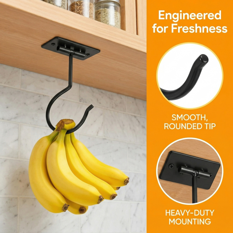 Black Metal Self-Adhesive Bana - Food Storage Rack For Kitchen review and price
